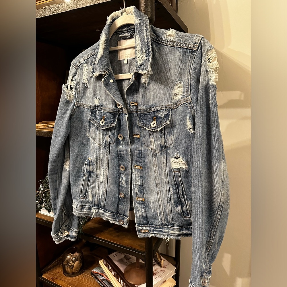 Zara Distressed Jean Jacket - Size Small
